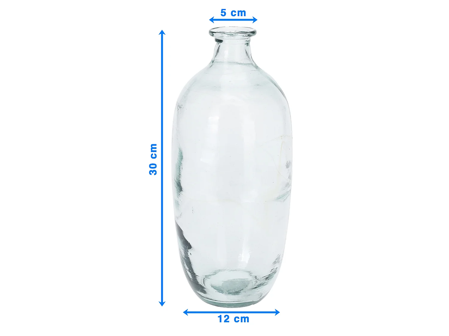 Decoratieve glazen vaas, transparant, 30 cm