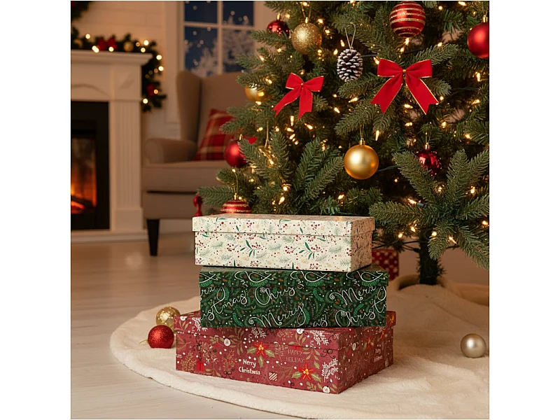 Cadeaudozen set feestelijk karton kleurrijk 36,5x30x11,2 cm 34,3x27,3x10,3 cm 31,5x25x9,3 cm