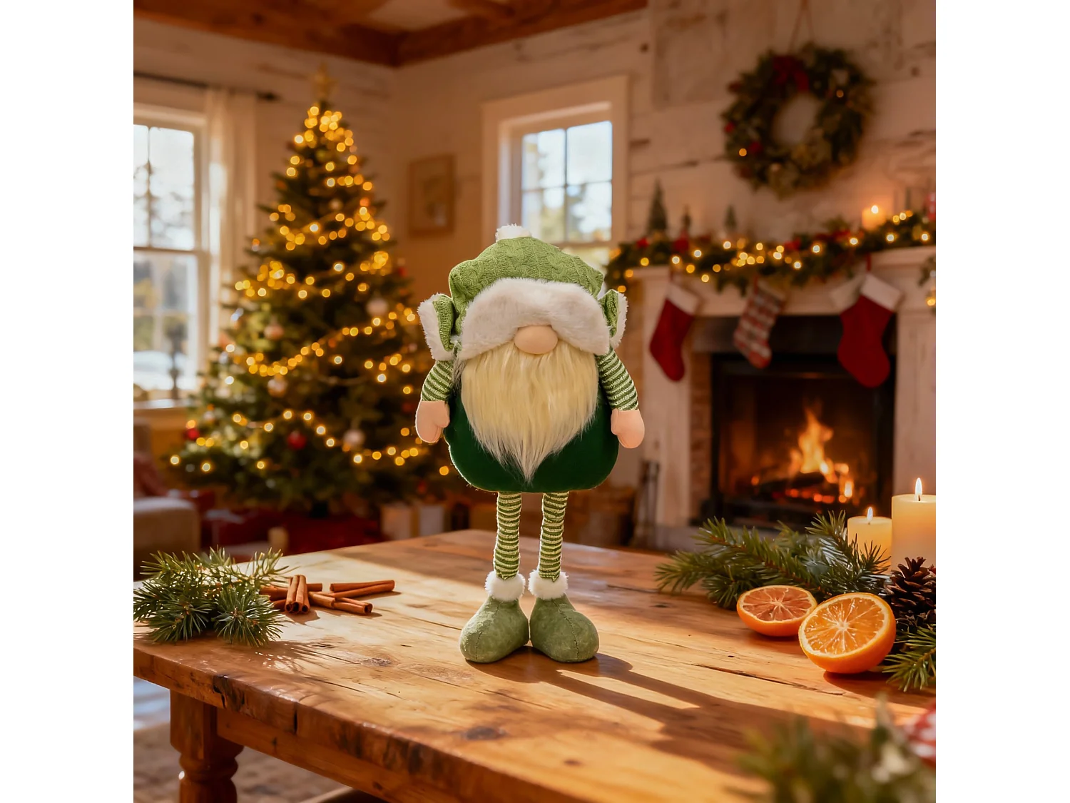 Décoration lutin de Noël télescopique Jumihome rouge 41-66 cm
