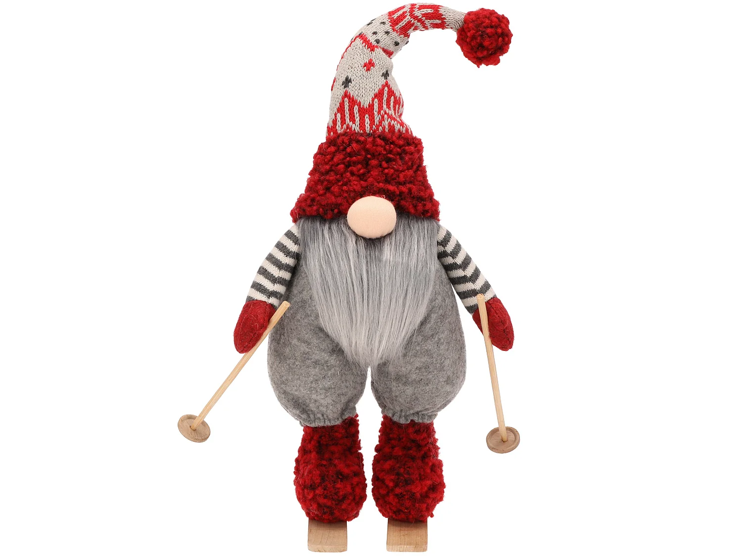 Lutin de Noël décoratif en feutre blanc 40 cm x 18 cm
