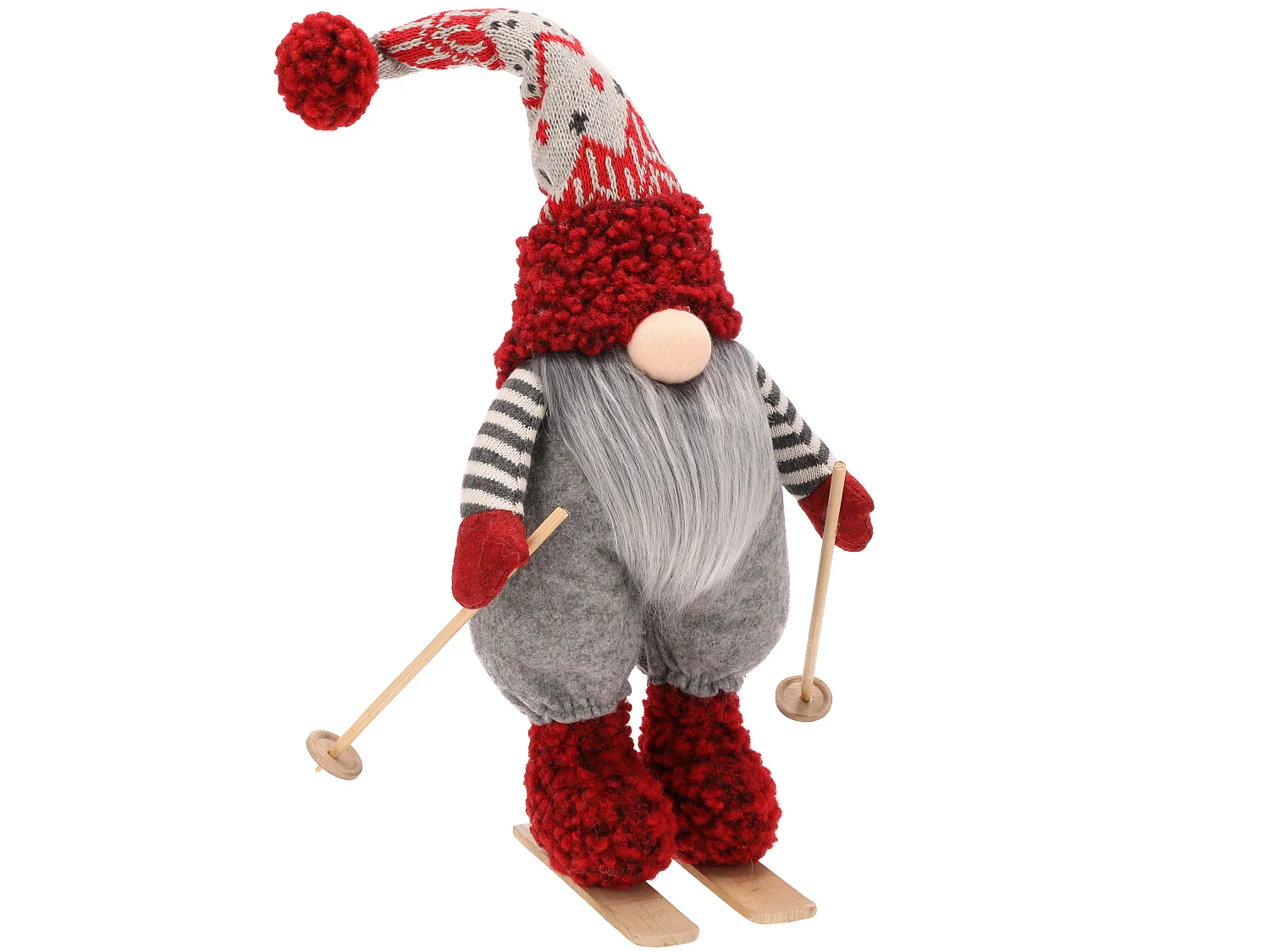 Lutin de Noël décoratif en feutre blanc 40 cm x 18 cm