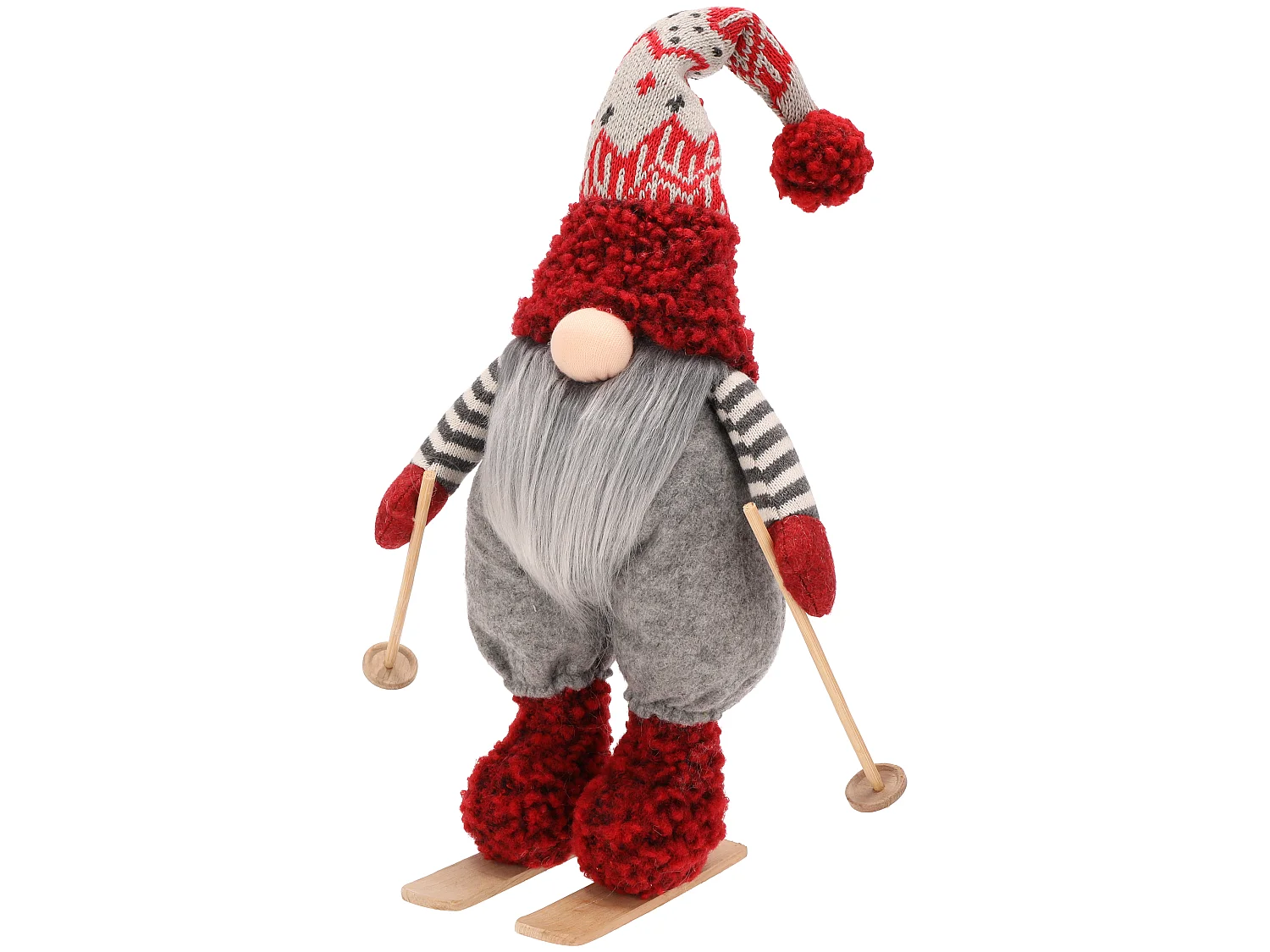 Lutin de Noël décoratif en feutre blanc 40 cm x 18 cm