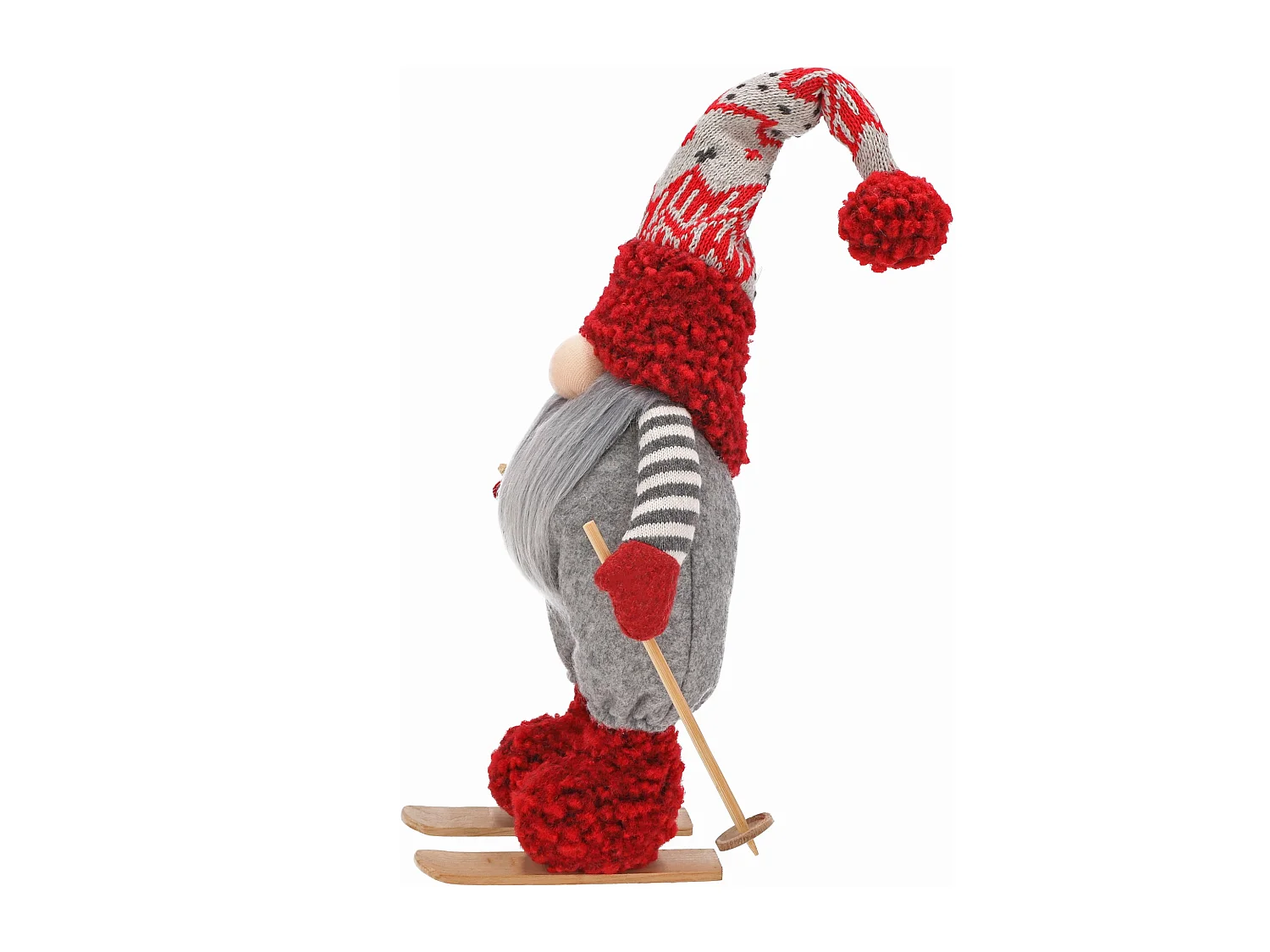 Lutin de Noël décoratif en feutre blanc 40 cm x 18 cm