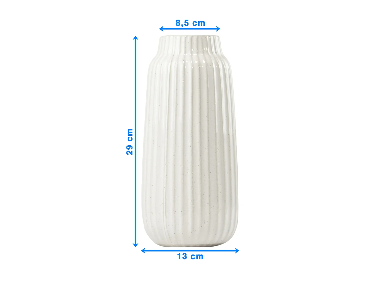 Vaso decorativo in ceramica con rilievi bianco 29x13 cm