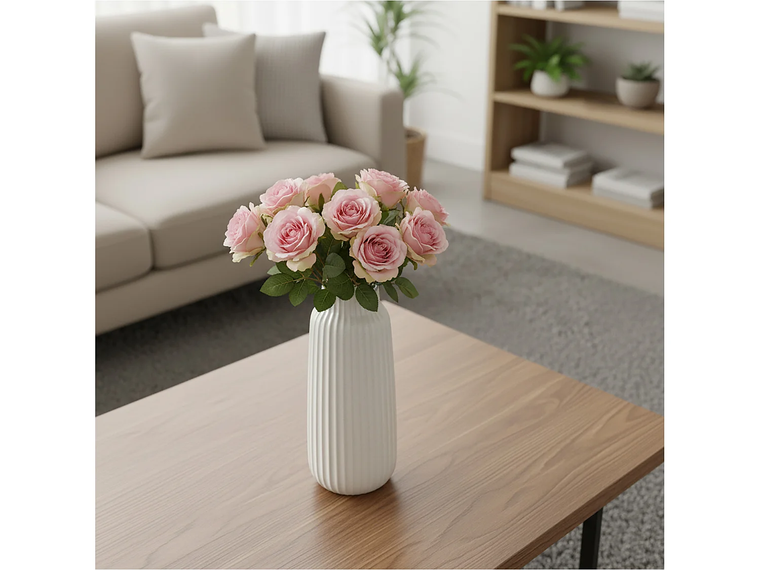 Vaso decorativo in ceramica con rilievi bianco 29x13 cm