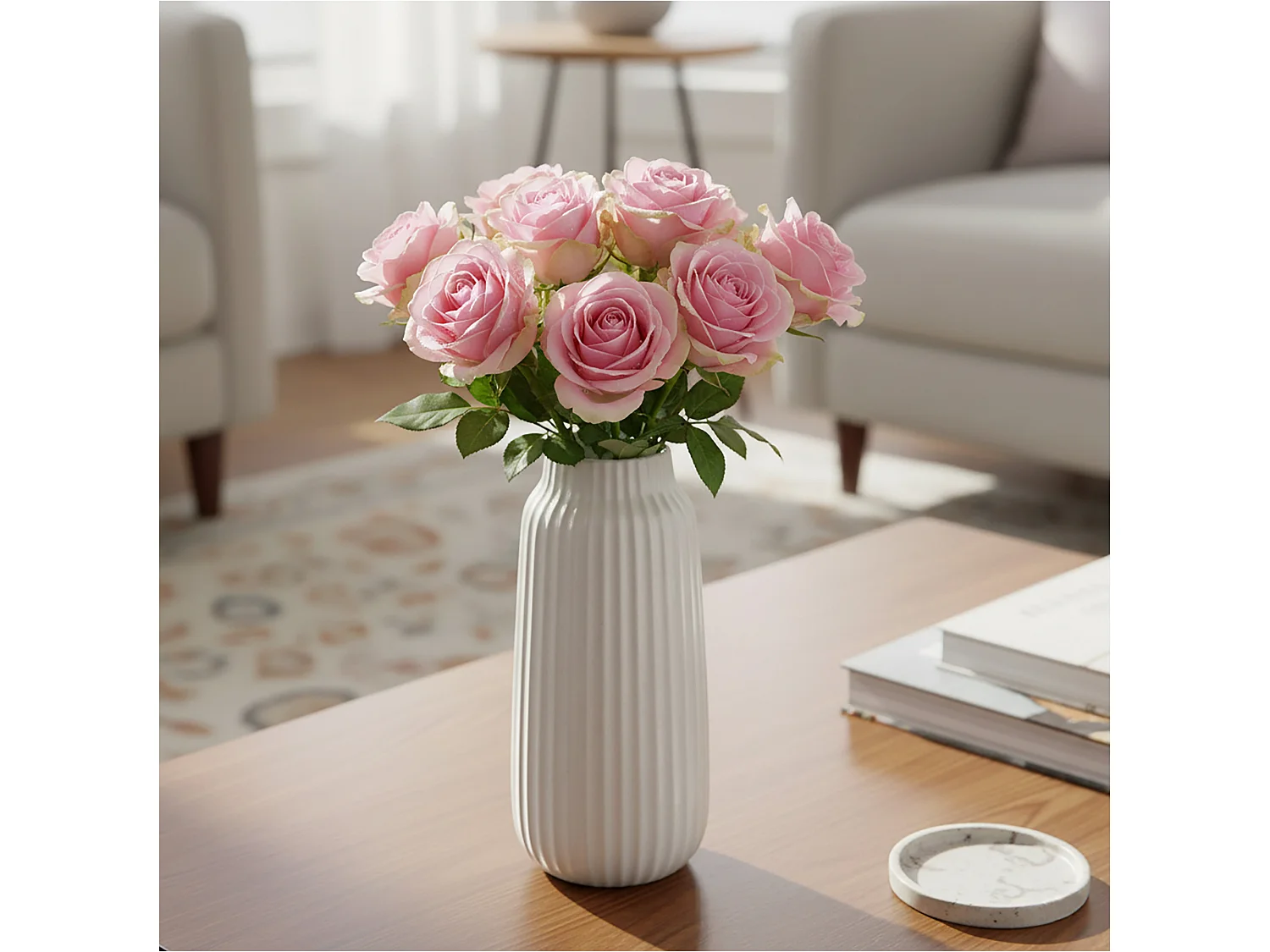 Vaso decorativo in ceramica con rilievi bianco 29x13 cm