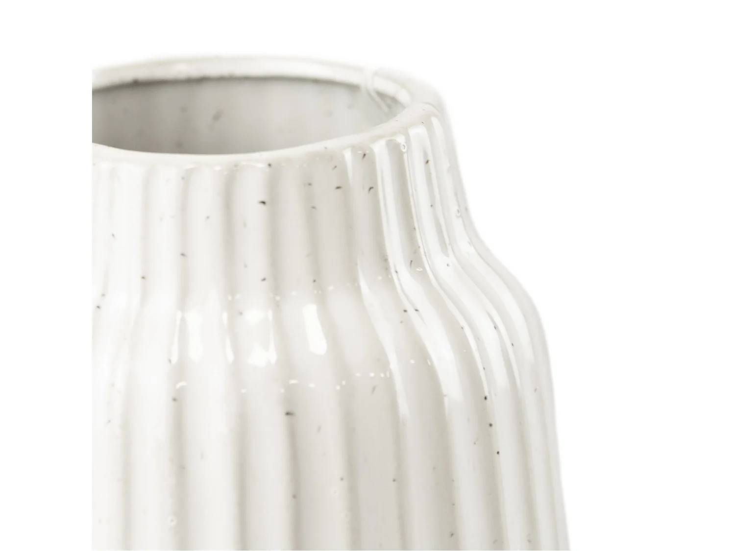 Vaso decorativo in ceramica con rilievi bianco 29x13 cm