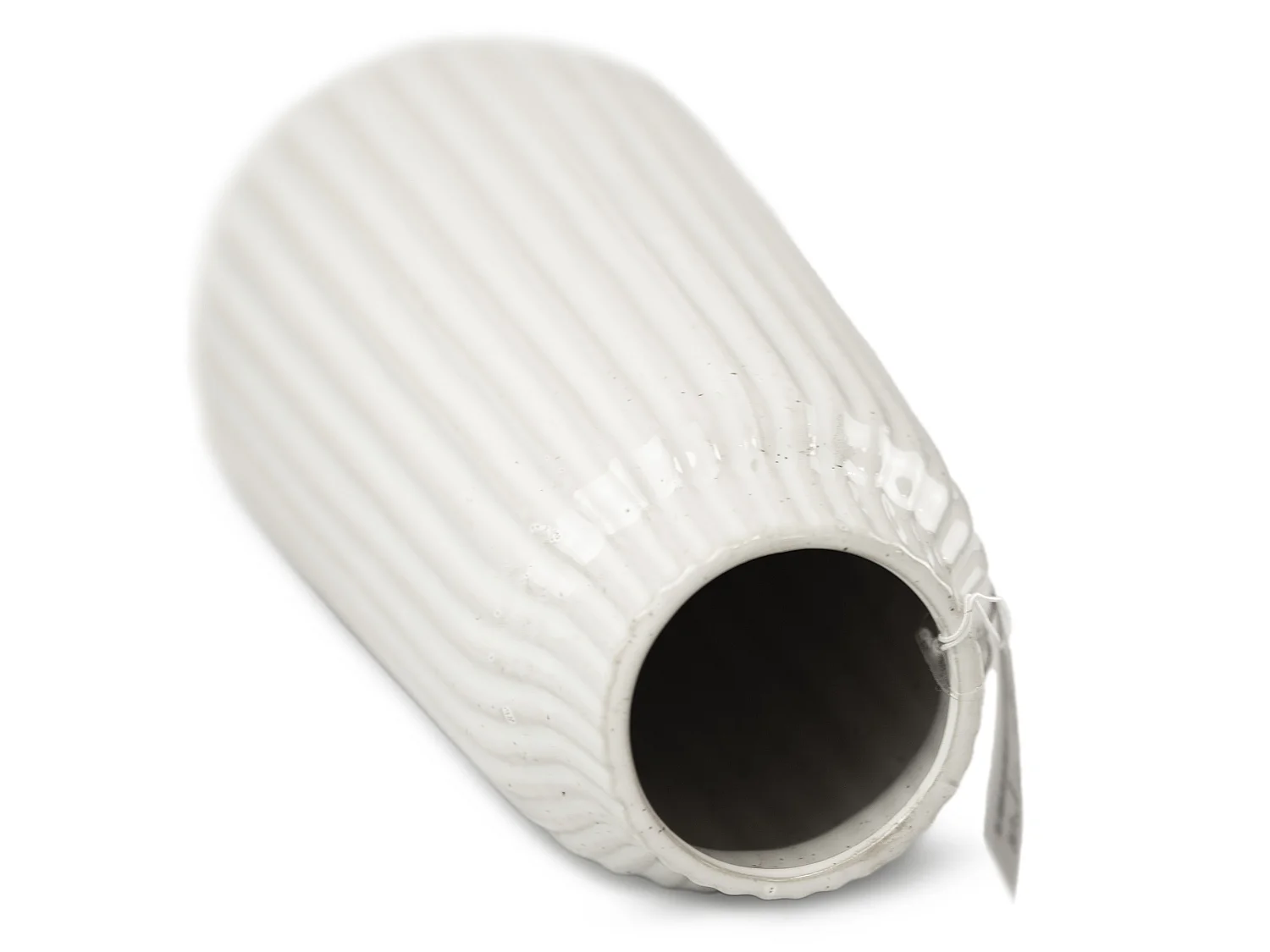 Vaso decorativo in ceramica con rilievi bianco 29x13 cm
