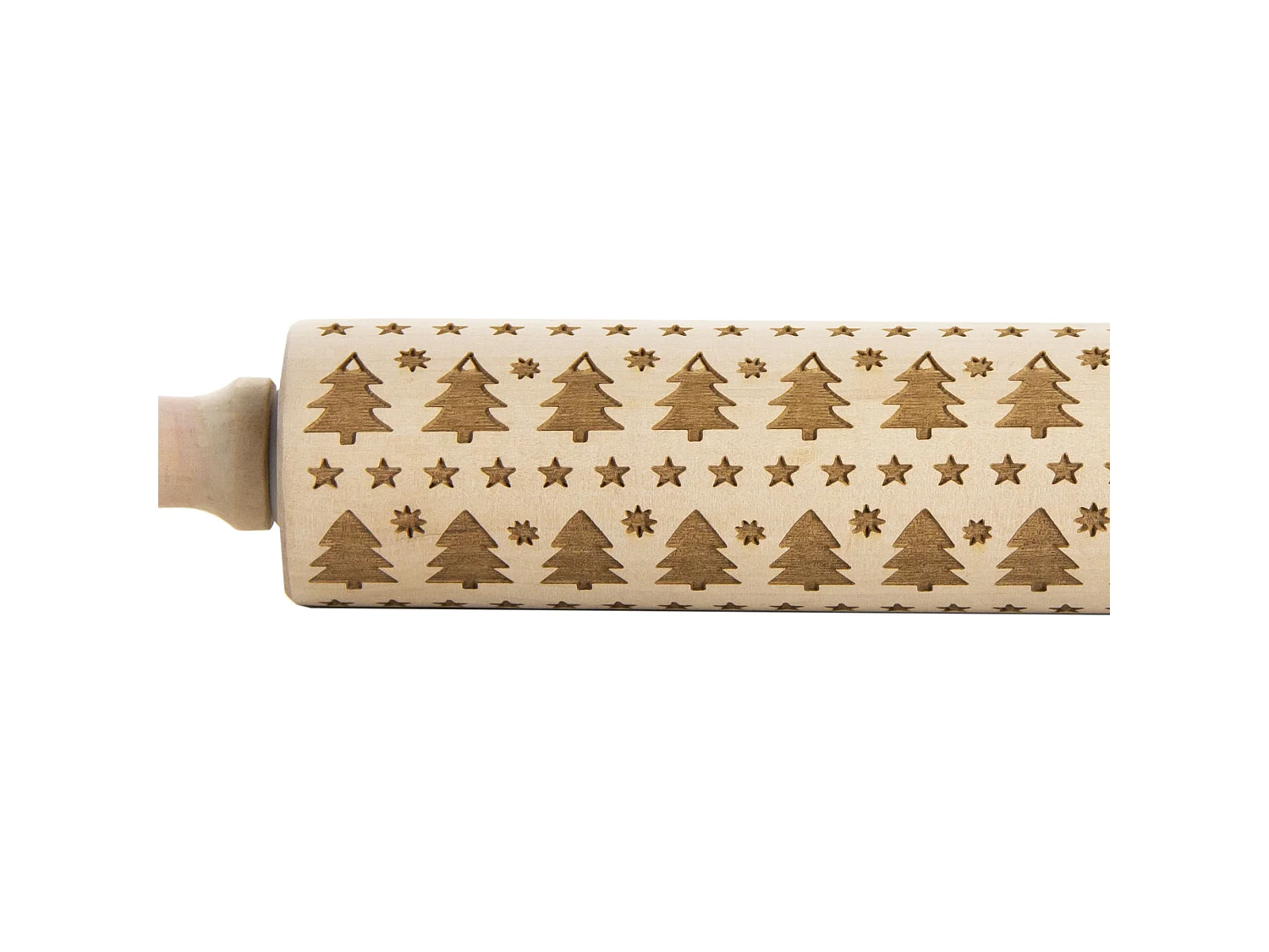 Mattarello decorativo per biscotti con motivo natalizio in legno marrone 36 cm