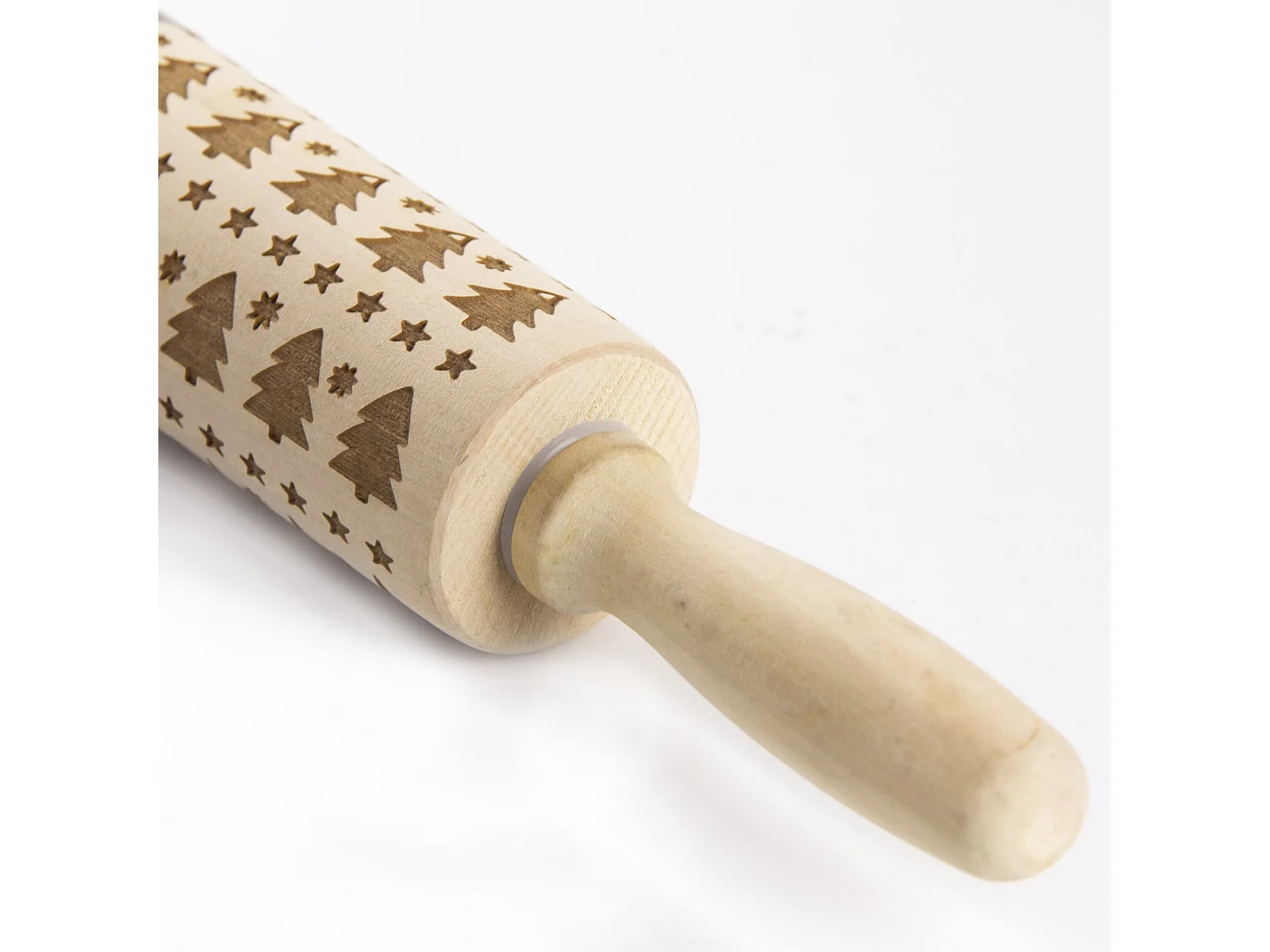 Mattarello decorativo per biscotti con motivo natalizio in legno marrone 36 cm