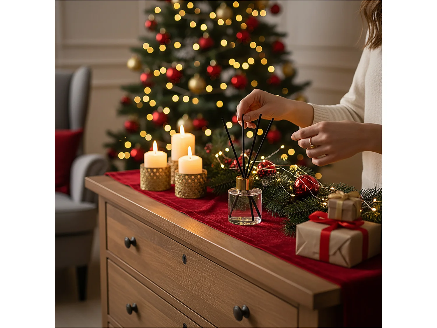 Geurdiffuser kerstgeur sandelhout 50 ml zwart dzwonek