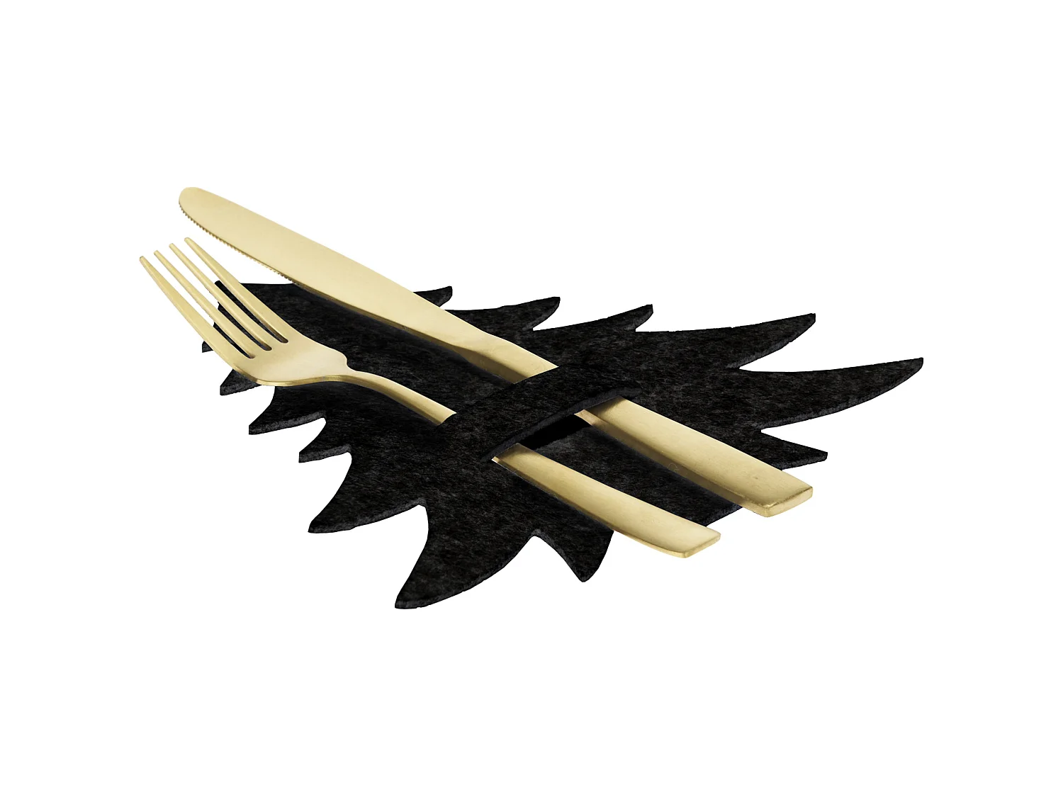 Weihnachts Besteckhalter Filz Tannenbaum Schwarz 18x19,5 cm 4 Stk