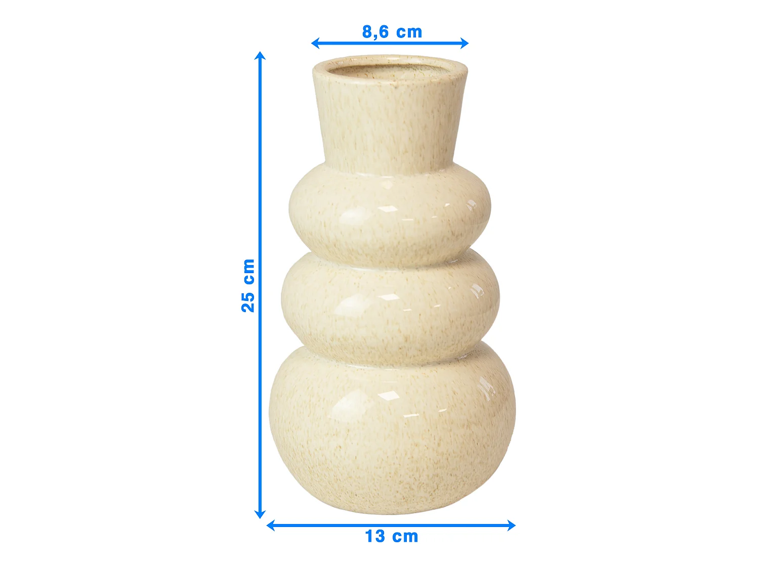 Vaso decorativo in ceramica per fiori, design moderno, crema, 13x25 cm