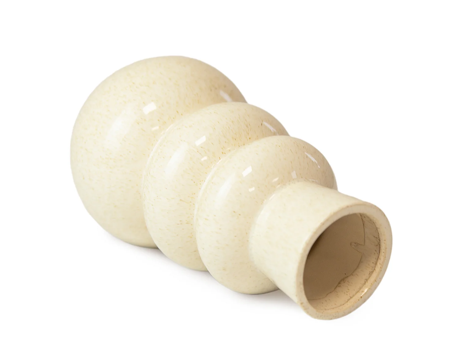 Vaso decorativo in ceramica per fiori, design moderno, crema, 13x25 cm