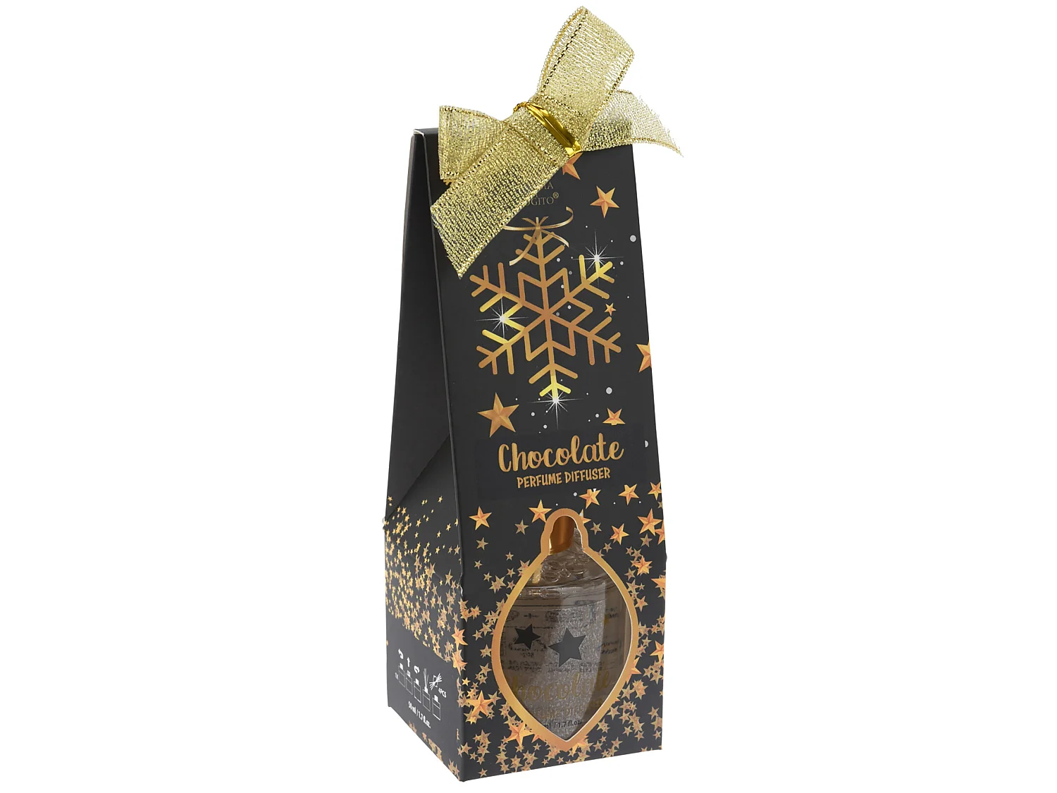 Geurdiffuser met stokjes chocolade geur karton zwart 50 ml