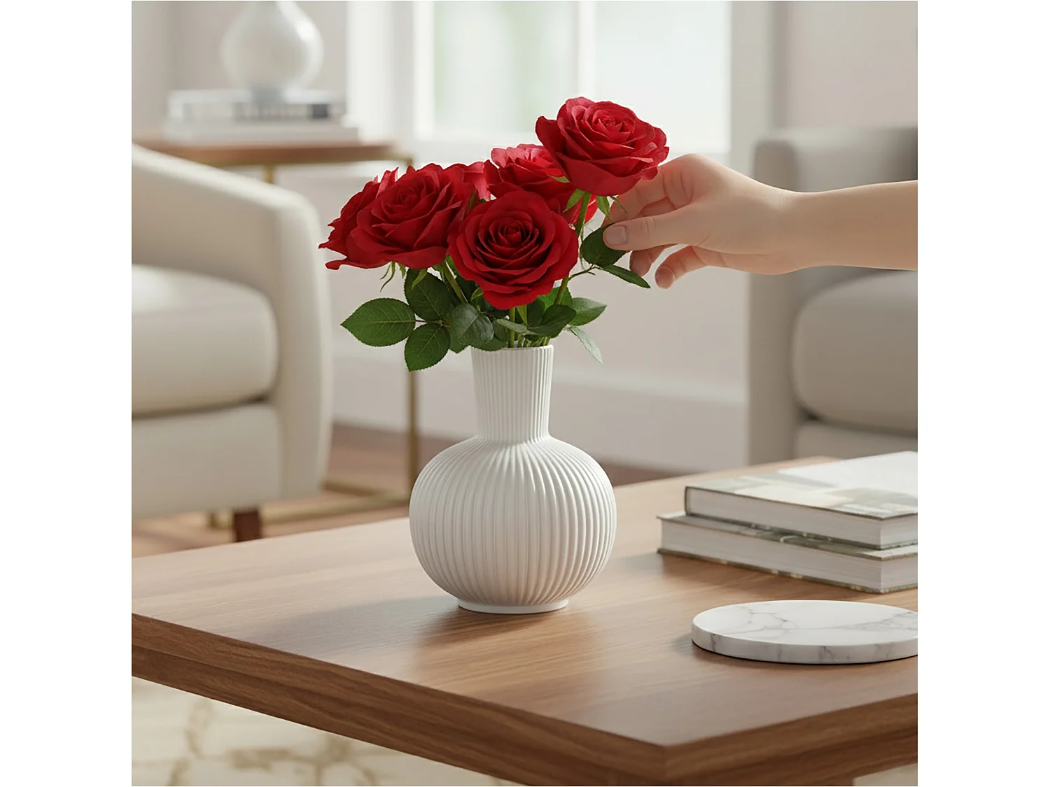 Vase décoratif en céramique décoré blanc 21 cm