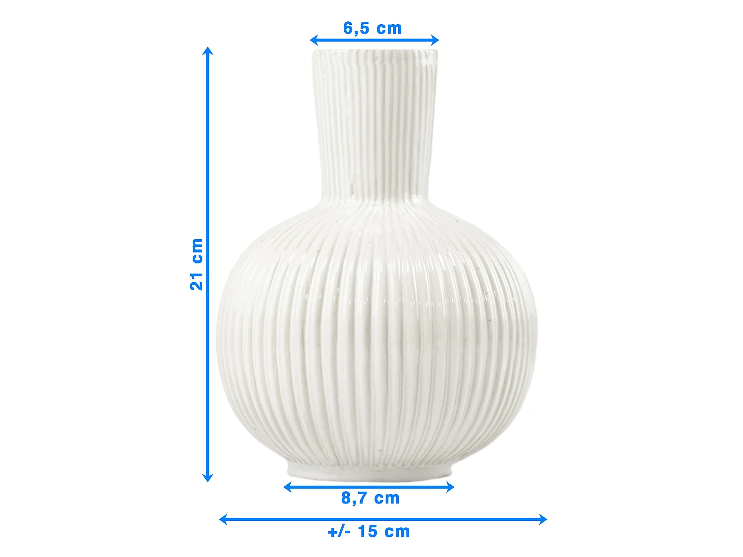 Vase décoratif en céramique décoré blanc 21 cm