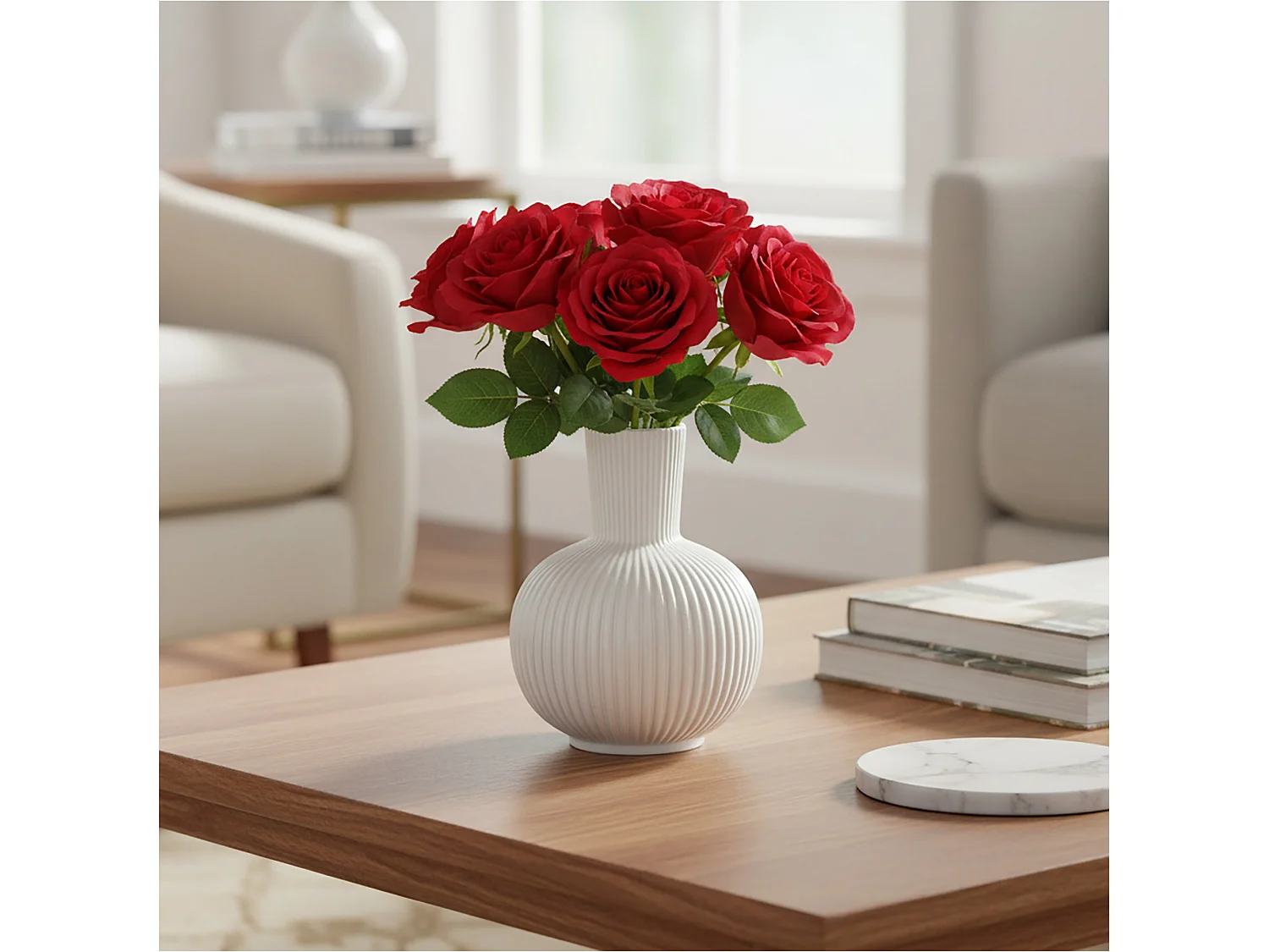 Vase décoratif en céramique décoré blanc 21 cm
