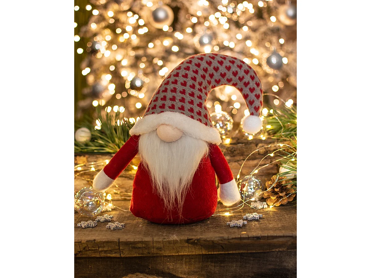 Kerstkabouter decoratief textiel rood 25x17 cm