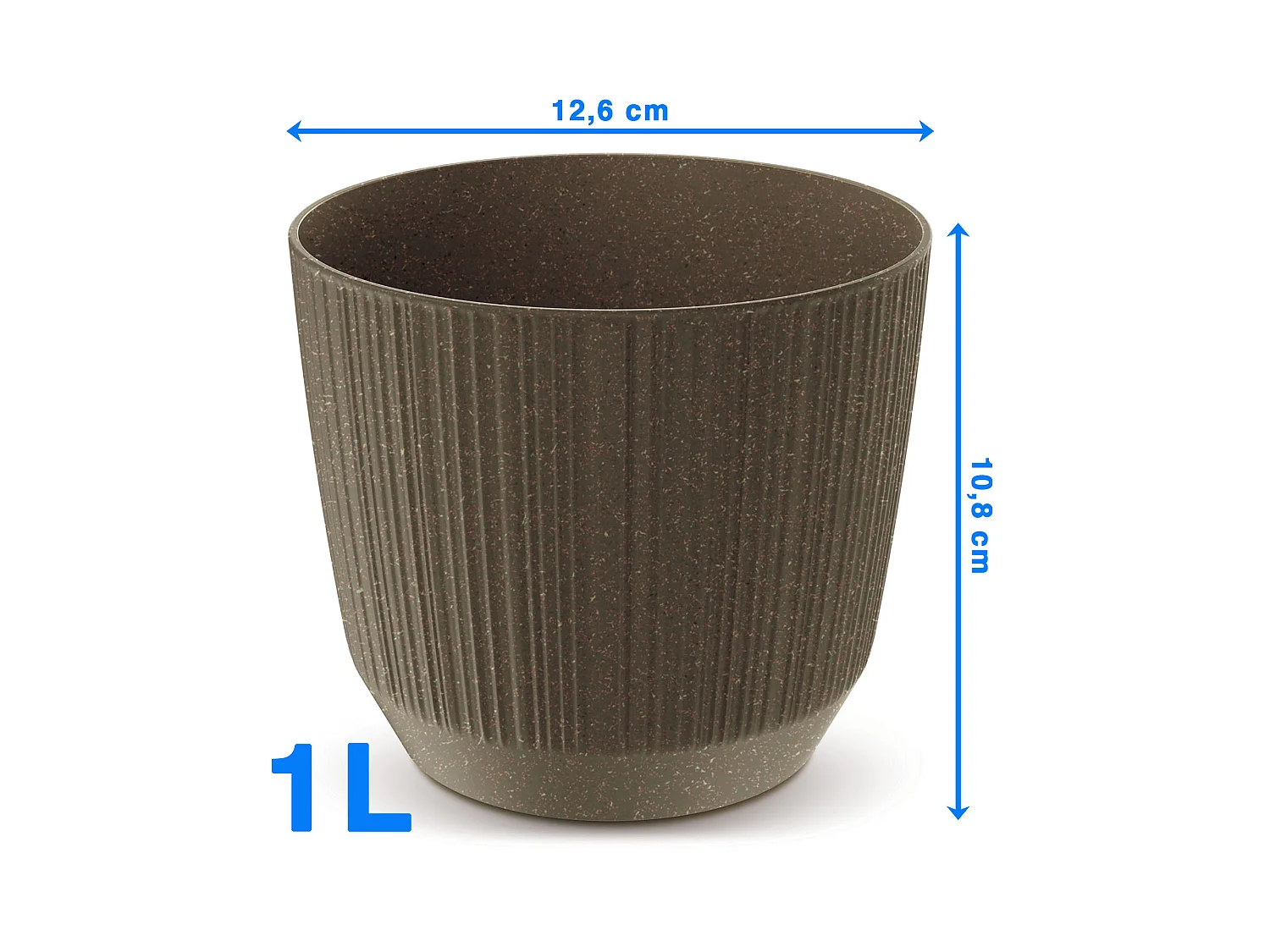 Decoratieve bloempot met hout kunststof koffiebruin 12,6 cm