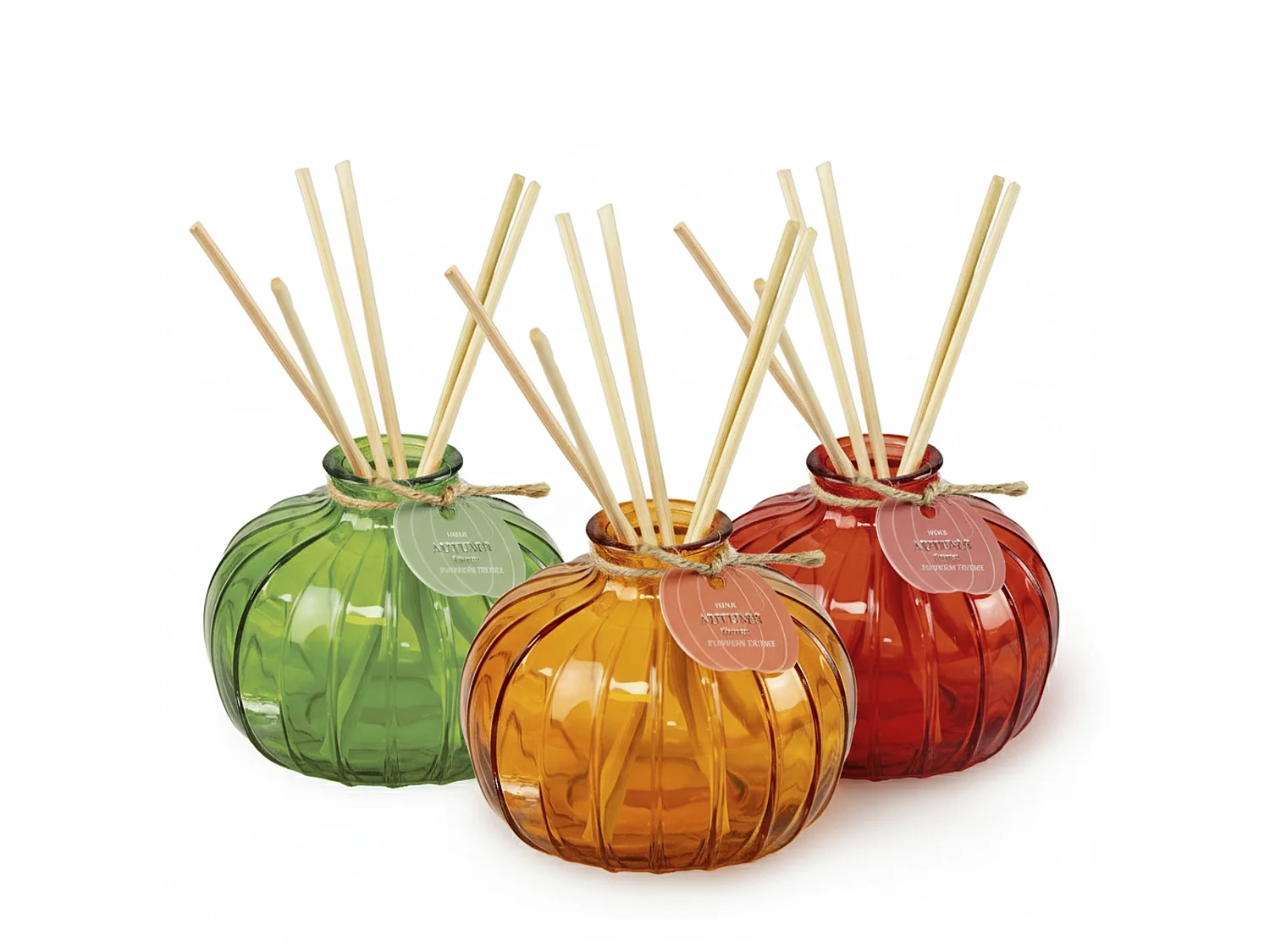 Geurstokjes diffuser pompoen glas rood 11x9 cm