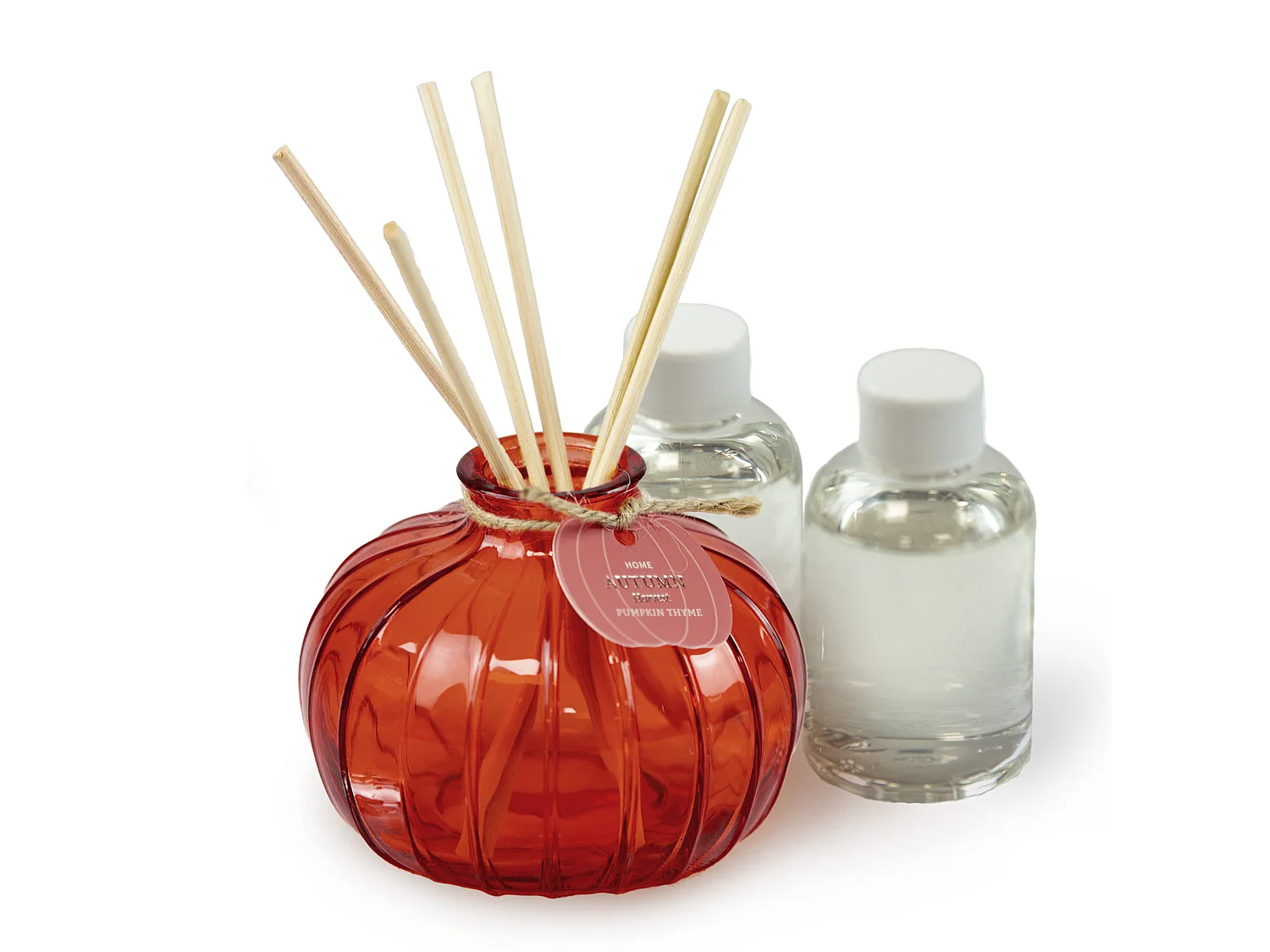 Geurstokjes diffuser pompoen glas rood 11x9 cm