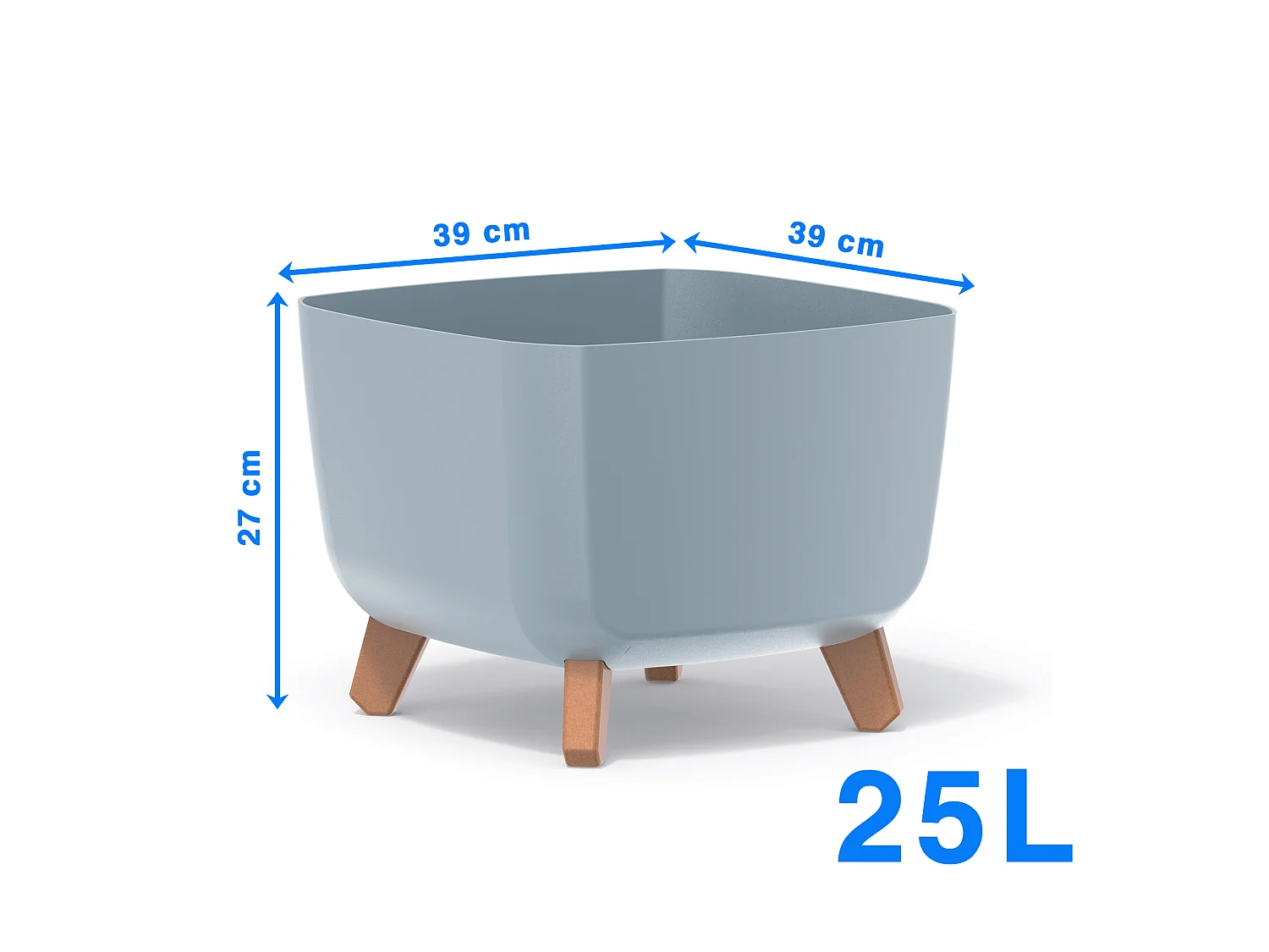 Pot de fleurs décoratif sur pieds en plastique gris 39 cm, 25 l, 27 cm