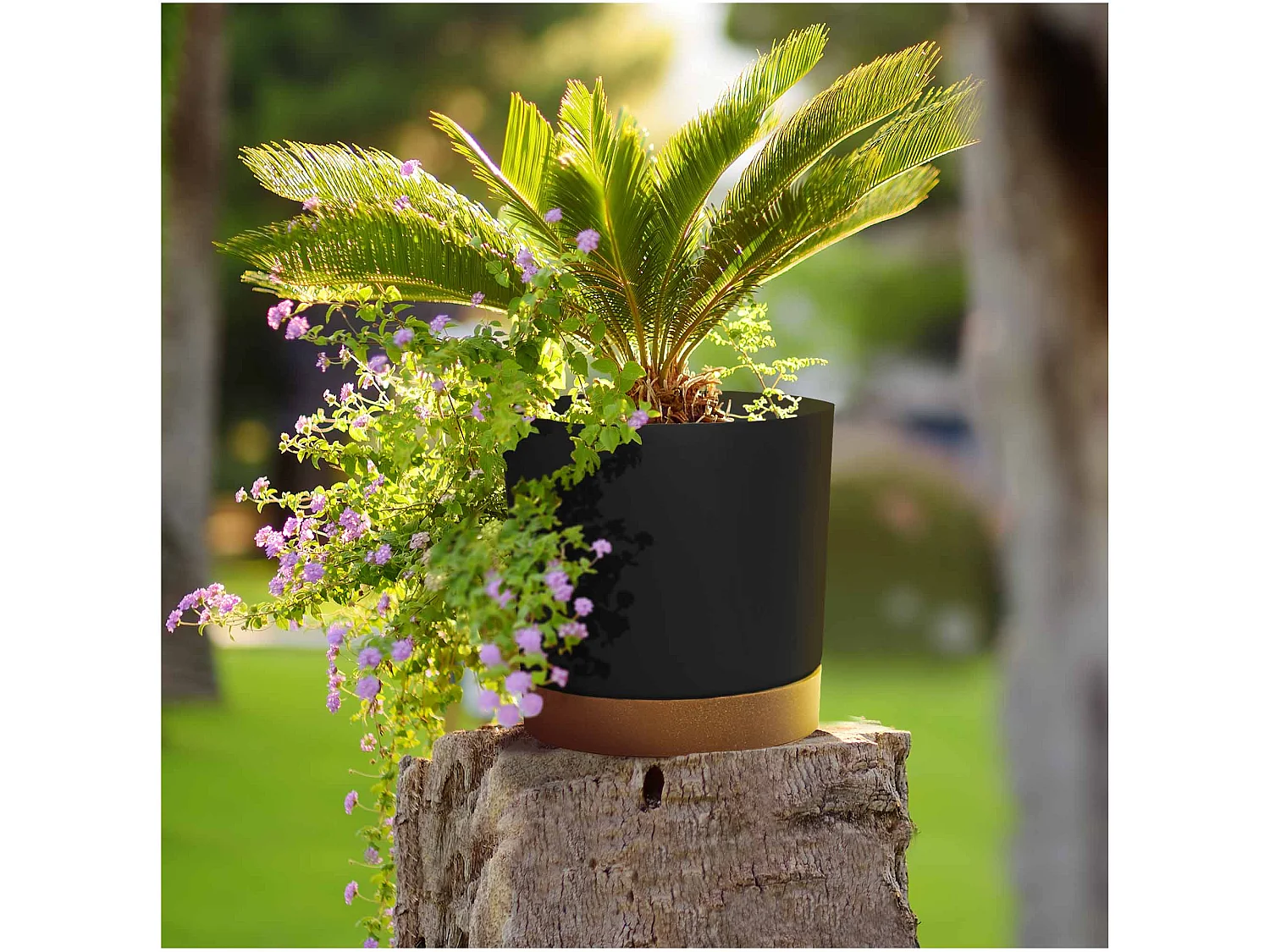 Pot de fleurs décoratif minimaliste en plastique anthracite 14,8 cm