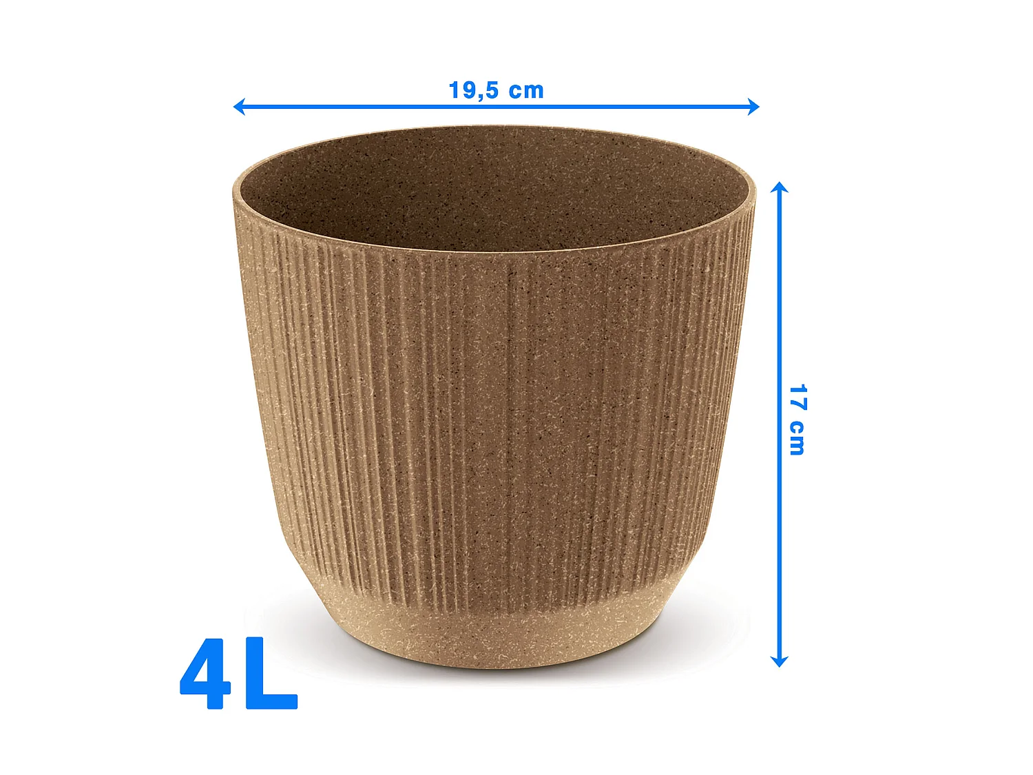 Decoratieve bloempot met hout kunststof bruin 19,5x17 cm