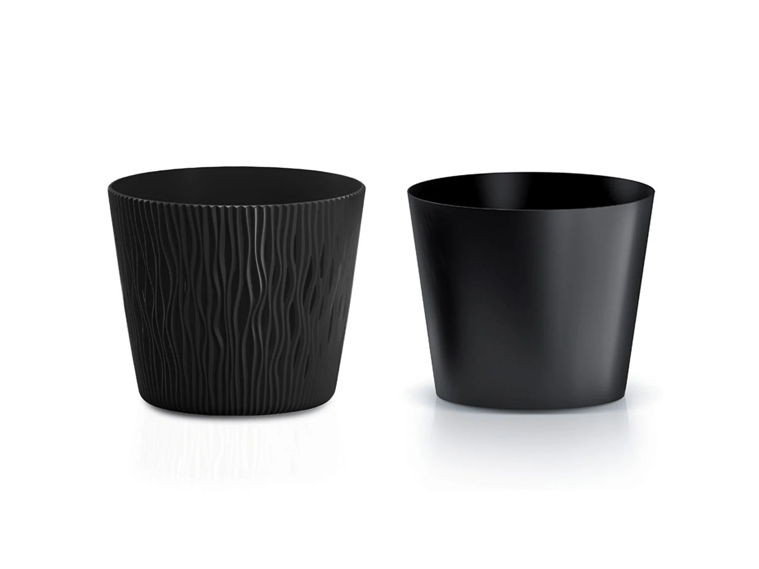 Pot de fleurs décoratif moderne en plastique anthracite 12,8 cm avec insert