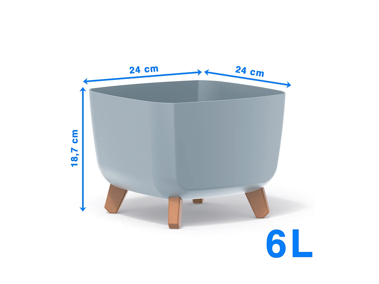 Pot de fleurs décoratif moderne en plastique gris 6 l 24 cm 18,7 cm