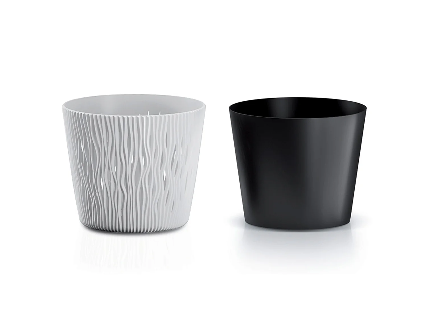 Pot de fleurs décoratif rond avec insert en plastique blanc 12,8 cm