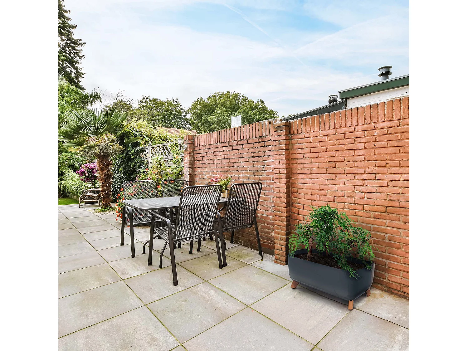 Jardinière décorative Gracia Case en plastique anthracite 39x19,5x18,7 cm