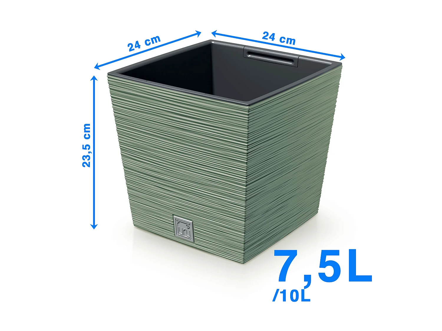 Decoratieve plantenbak met inzetstuk kunststof groen 24x23,5 cm