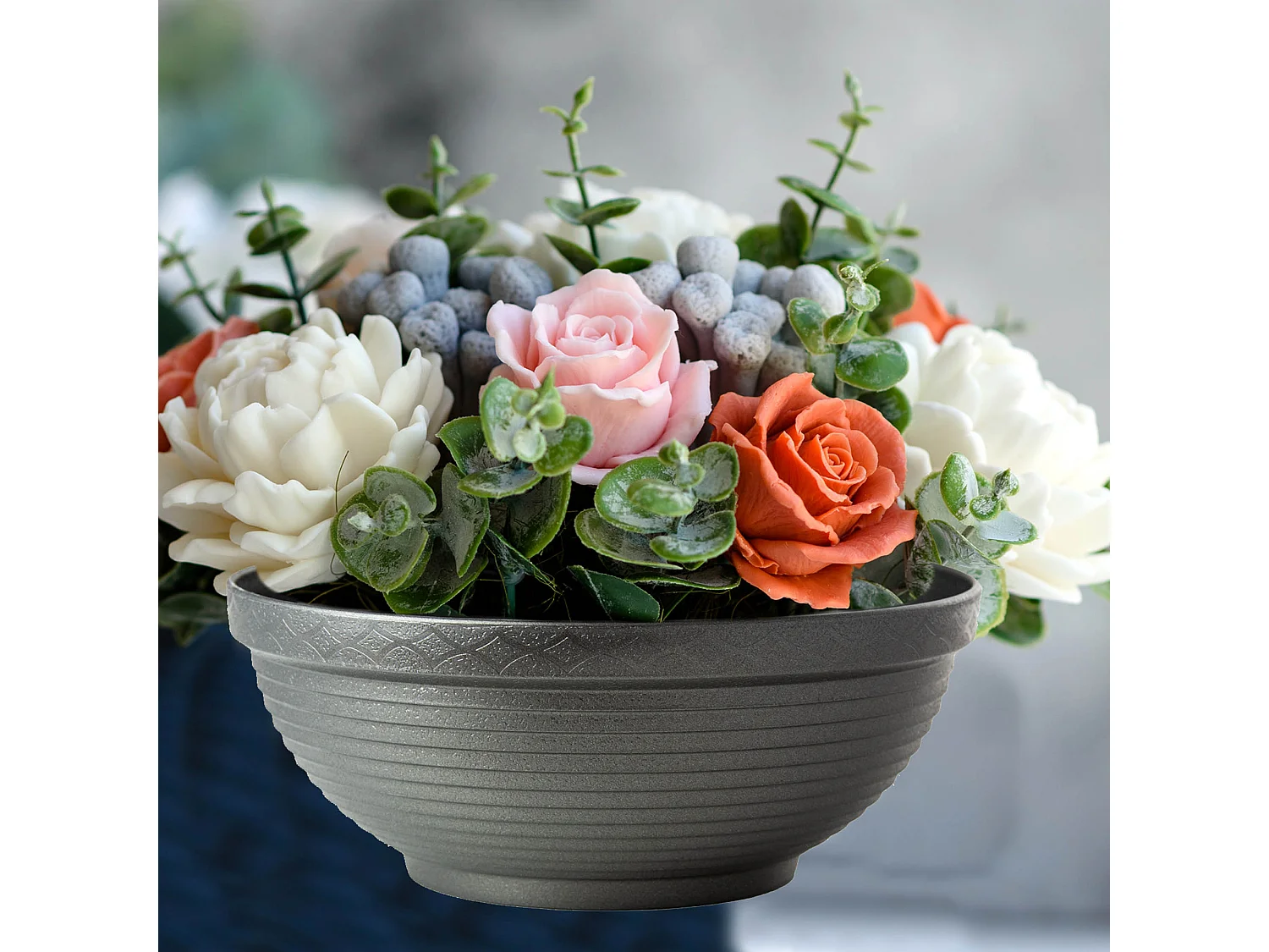 Pot de fleurs décoratif en plastique graphite 30 cm, 4 l, 12,4 cm, 15 cm
