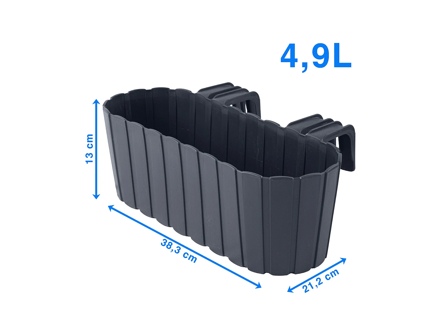 Jardinière de balcon rustique en plastique anthracite 38,3x21,2x13 cm