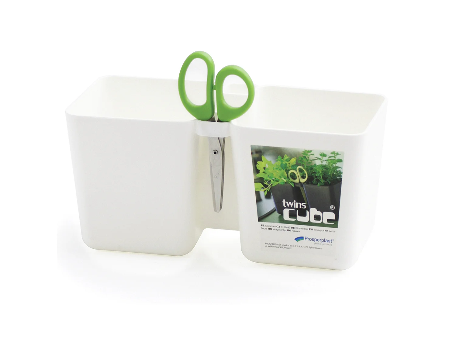 Pot de fleurs décoratif pour herbes aromatiques en plastique blanc 11x24,4x12 cm