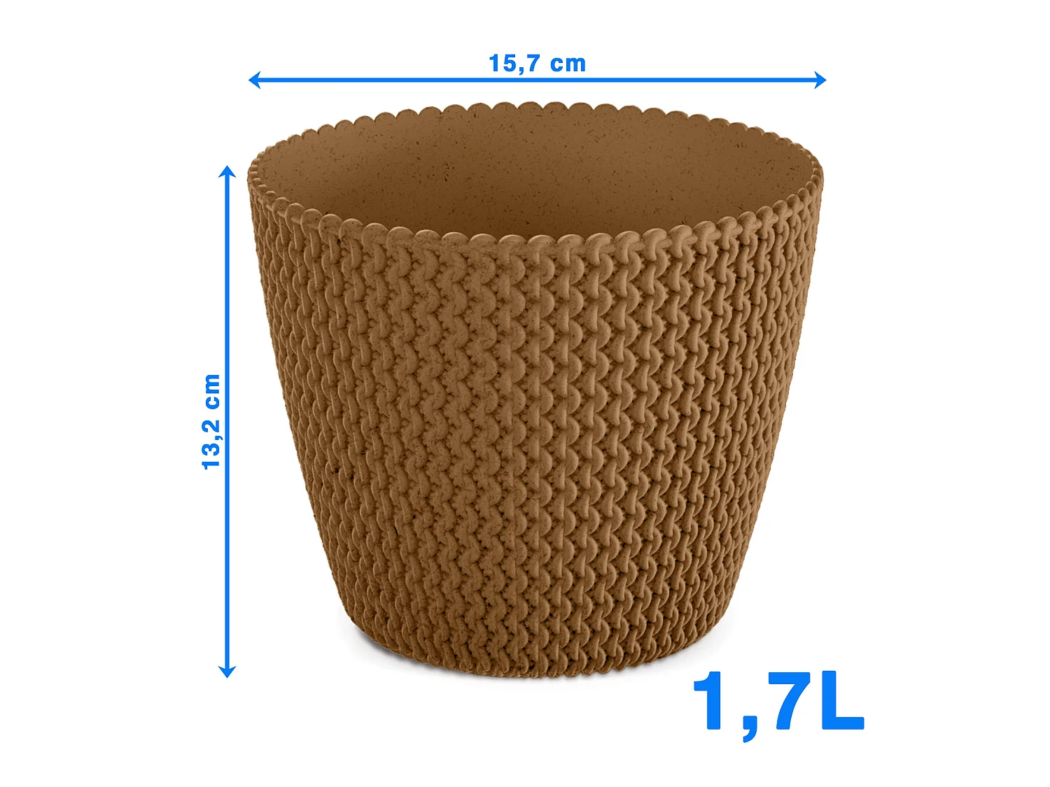 Decoratieve bloempot hoes Eco Wood hout bruin 15,7x13,2 cm