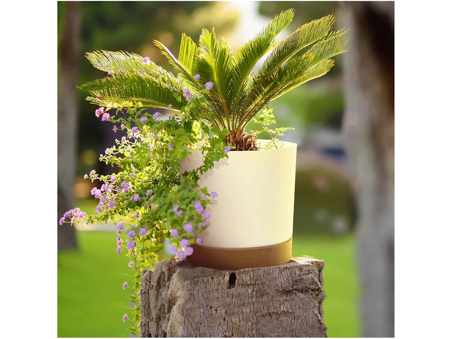 Pot de fleurs décoratif minimaliste plastique blanc 14,8 cm, 3,2 l