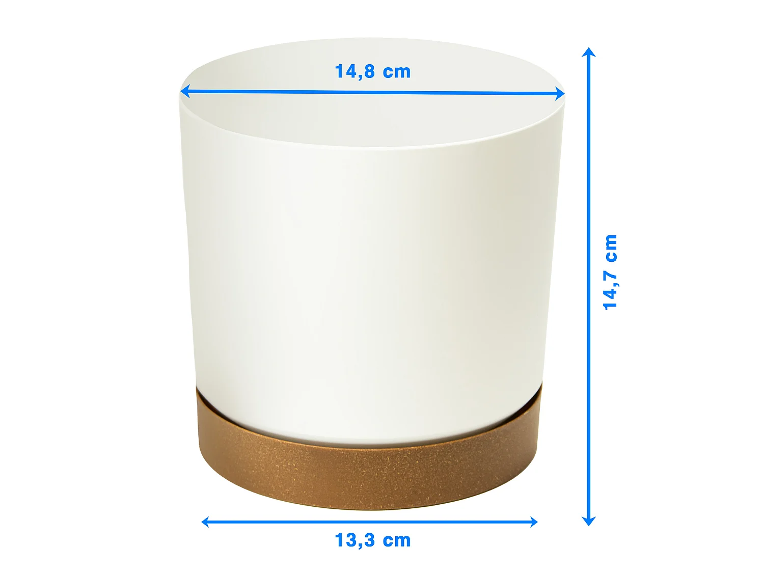 Pot de fleurs décoratif minimaliste plastique blanc 14,8 cm, 3,2 l