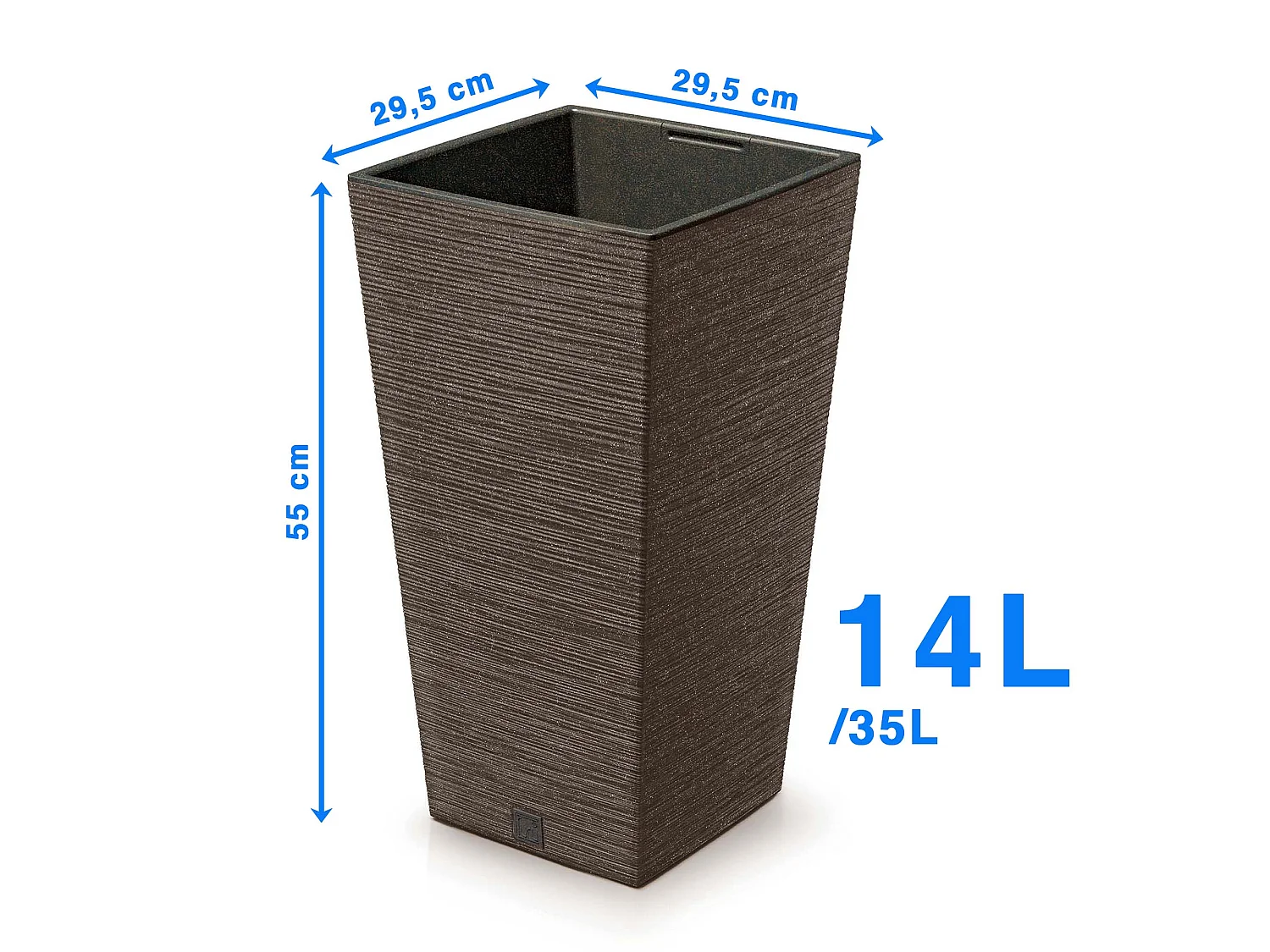 Decoratieve bloempot ecologisch hout kunststof bruin 24 cm