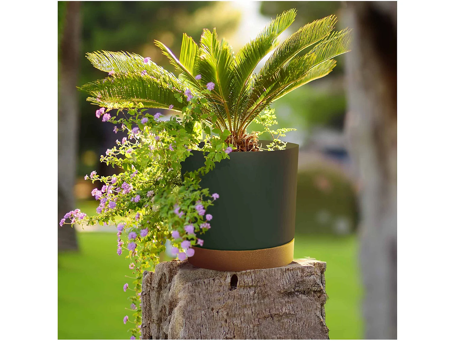 Pot de fleurs décoratif minimaliste en plastique vert 14,8 cm, 3,2 l