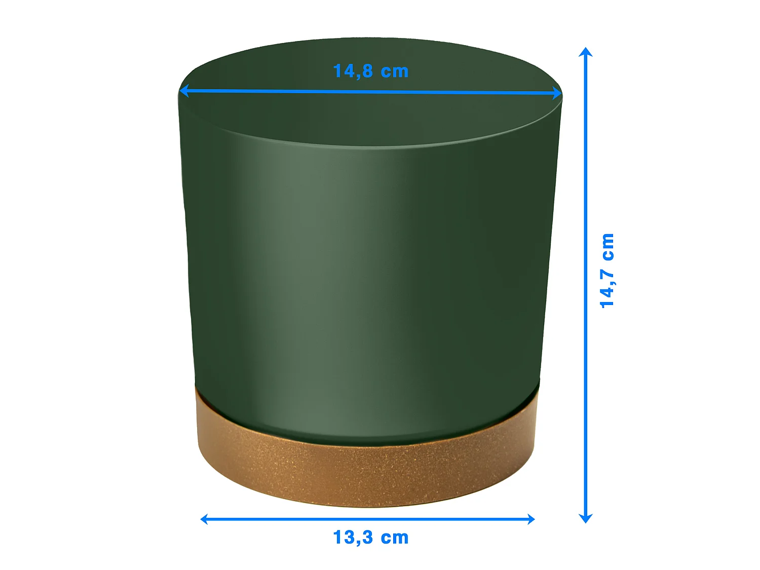 Pot de fleurs décoratif minimaliste en plastique vert 14,8 cm, 3,2 l