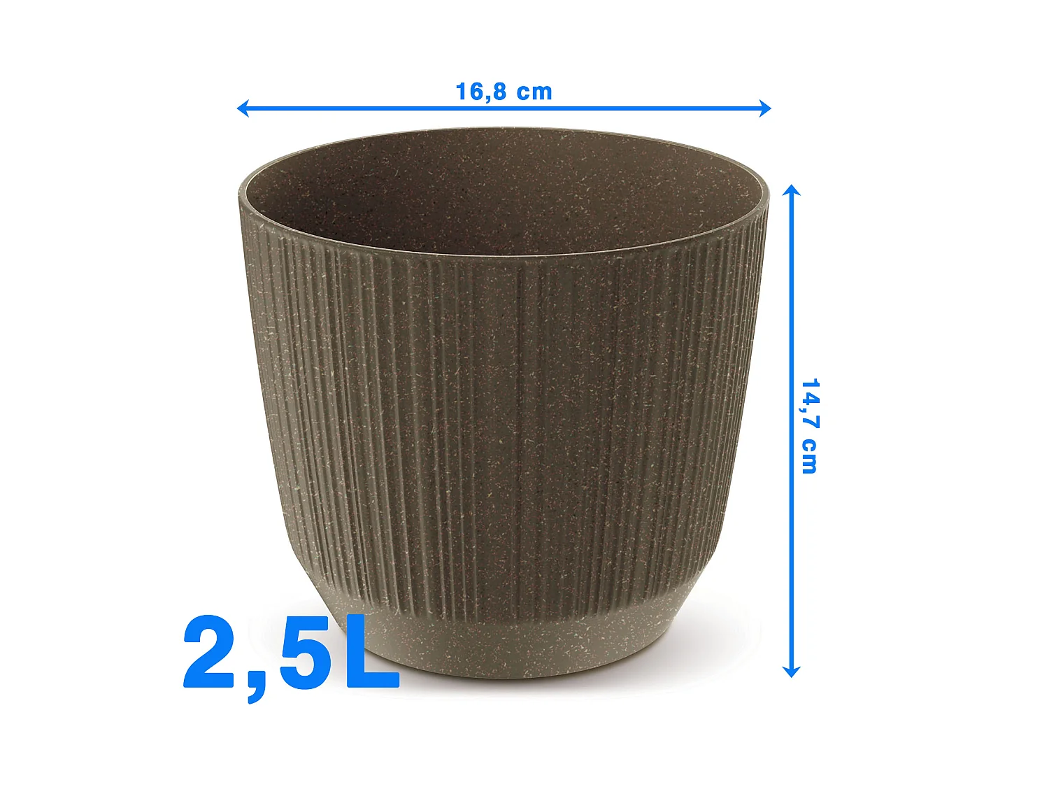 Pot de fleurs décoratif écologique en plastique et bois marron 16,8 cm