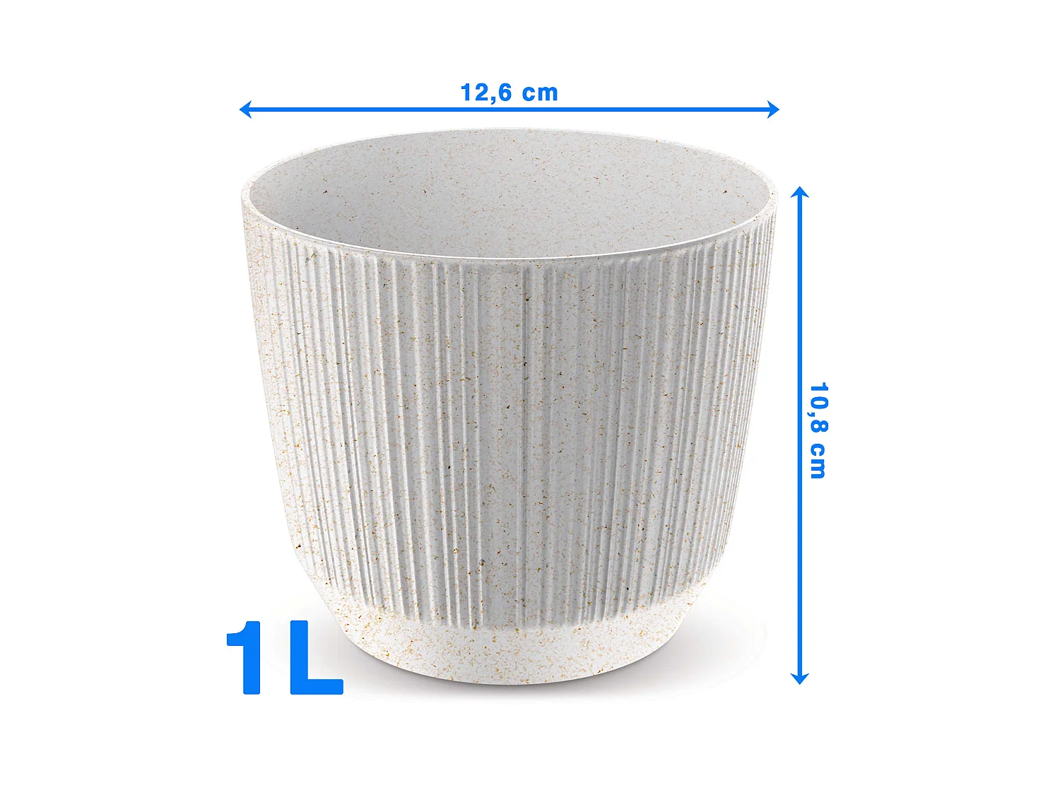 Pot de fleurs décoratif écologique en plastique et bois blanc 12,6 cm x 10,8 cm