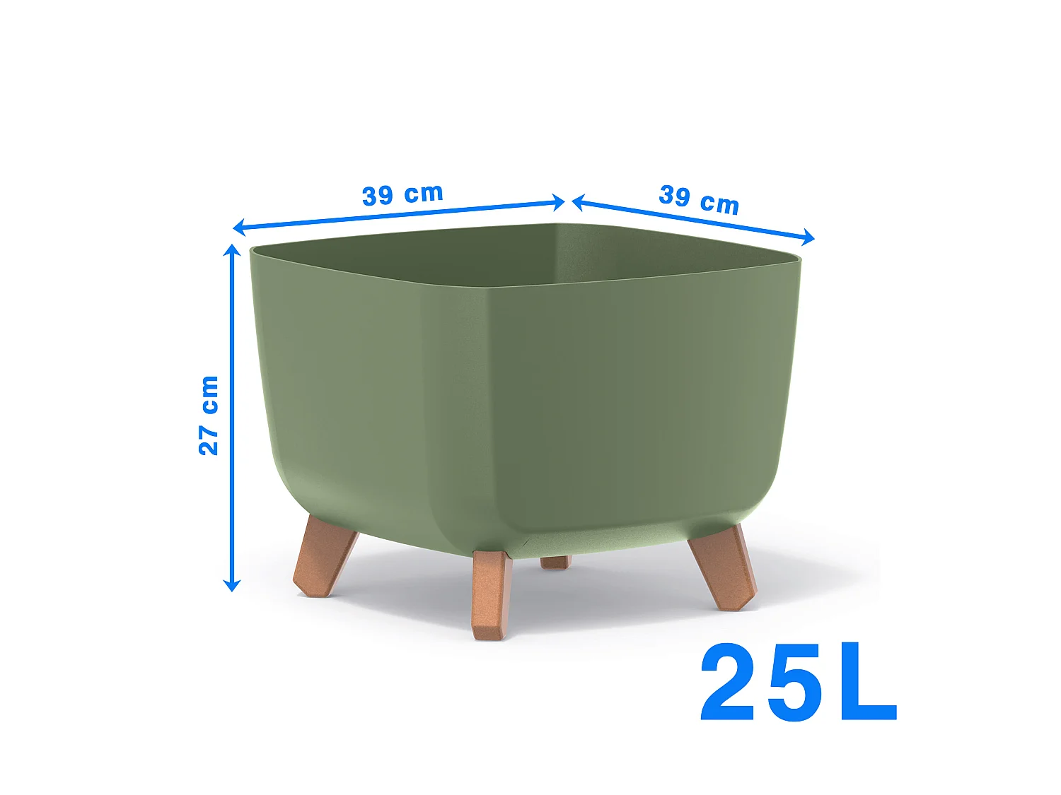 Decoratieve bloempot met poten kunststof groen 39x27 cm