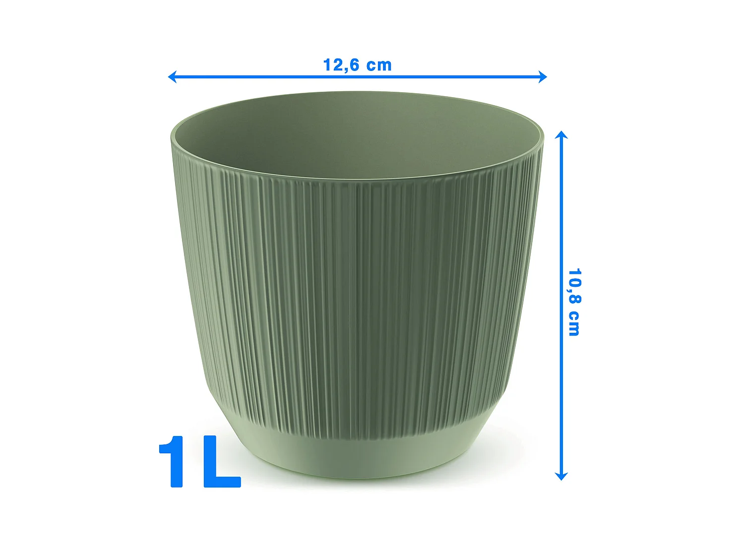 Decoratieve bloempot geribbeld kunststof groen 12,6 cm 1 L