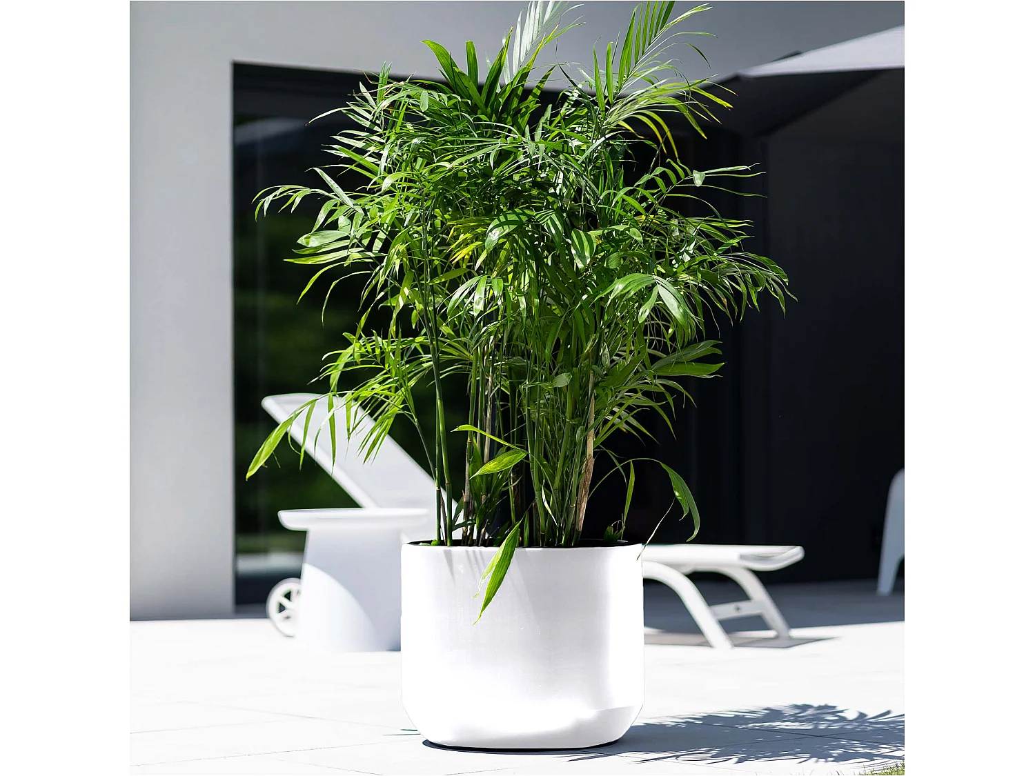 Pot de fleurs rond avec insert en plastique blanc 39x35 cm