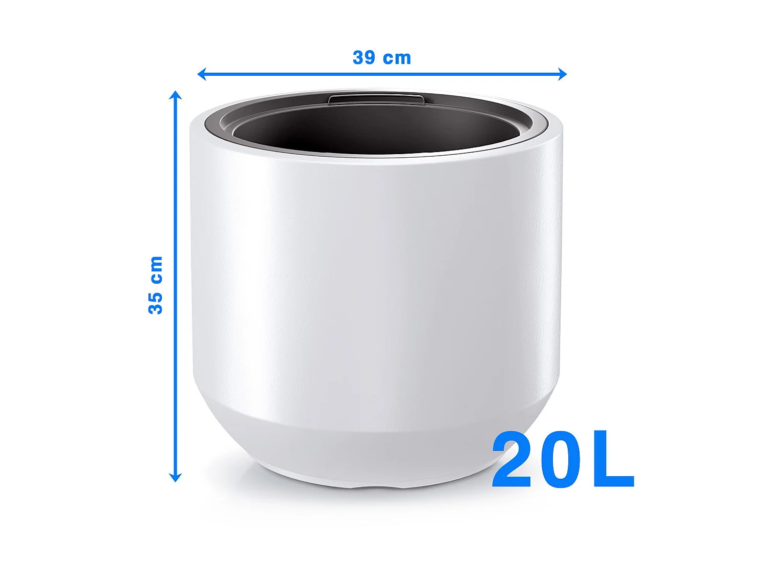Pot de fleurs rond avec insert en plastique blanc 39x35 cm