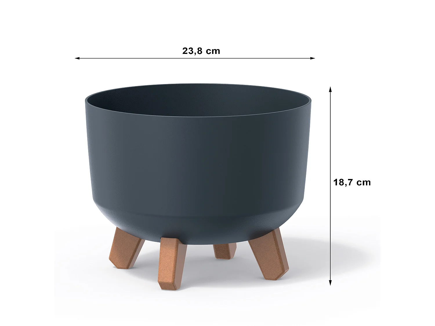 Pot de fleurs décoratif sur pieds en plastique anthracite 23,8x18,7 cm